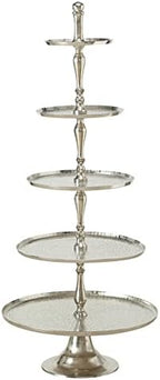Old World Grand Hotel Silver 5 Tier Stand, 61.75" in Silver