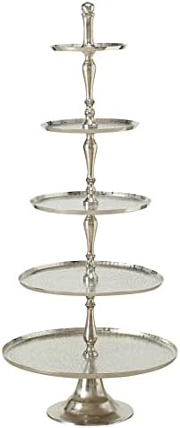 Old World Grand Hotel Silver 5 Tier Stand, 61.75" in Silver