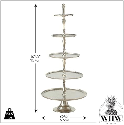 Old World Grand Hotel Silver 5 Tier Stand, 61.75" in Silver, alternate view 3