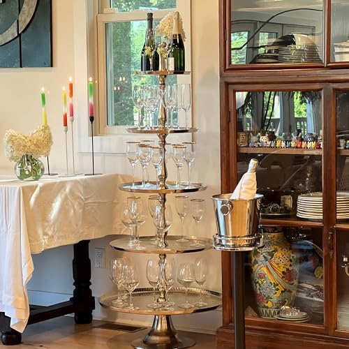 Old World Grand Hotel Silver 5 Tier Stand, 61.75" in Silver, alternate view 6