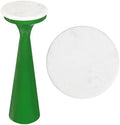 Oliver 8" Round Marble Pedestal Drink Table, Green/White