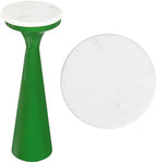 Oliver 8" Round Marble Pedestal Drink Table, Green/White