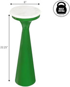 Oliver 8" Round Marble Pedestal Drink Table, Green/White, alternate view 3