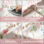 One Silly Goose Backdrop, Pink 1st Birthday Party Decoration for Kids One Silly Goose Banner Duck Farm Animal, alternate view
