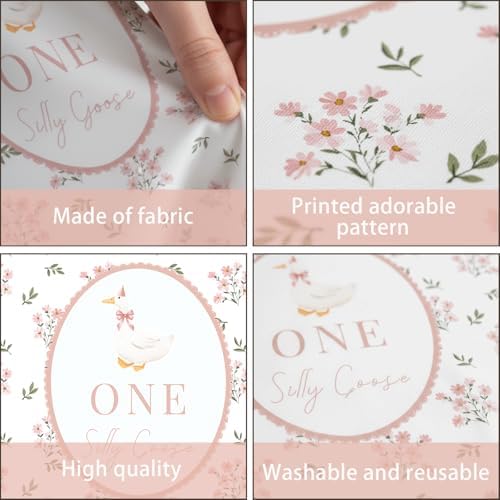 One Silly Goose Backdrop, Pink 1st Birthday Party Decoration One Silly Goose Banner Farm Animal First 1 Year Old, alternate
