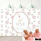 One Silly Goose Backdrop, Pink 1st Birthday Party Decoration One Silly Goose Banner Farm Animal First 1 Year Old, alternate