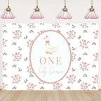 One Silly Goose Backdrop, Pink 1st Birthday Party Decoration One Silly Goose Banner Farm Animal First 1 Year Old