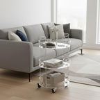 ONELUX Round Acylic Serving Cart for Home, Acylic Side Table on Wheels, Rolling Beverage Storage Shelf for, alternate view 3