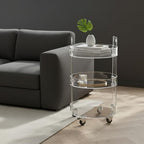 ONELUX Round Acylic Serving Cart for Home, Acylic Side Table on Wheels, Rolling Beverage Storage Shelf for, alternate view 4