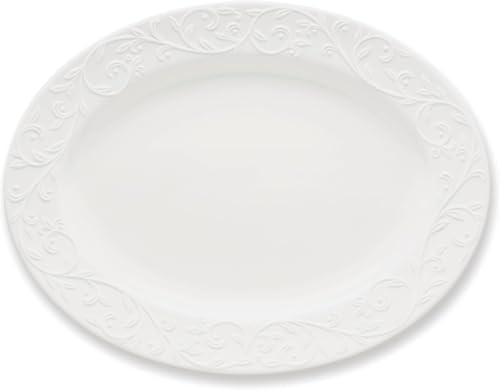 Opal Innocence Carved Large Oval Platter -, White (Pack of 6) in 4.20 LB (Pack of 6) in White