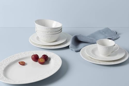 Opal Innocence Carved Oval Porcelain Serving Platter in White, alternate view 2