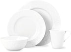 Opal Innocence Carved Porcelain 4-Piece Dinnerware Set for 1 in White