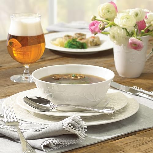 Opal Innocence Carved Porcelain 4-Piece Dinnerware Set for 1 in White, alternate view 3