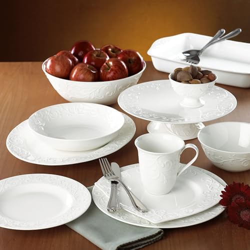 Opal Innocence Carved Porcelain 4-Piece Dinnerware Set for 1 in White, alternate view 6