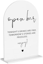 Open Bar Acrylic Sign, Wedding Engagement Bridal Shower Open Bar Decor for Ceremony Modern Calligraphy Arch