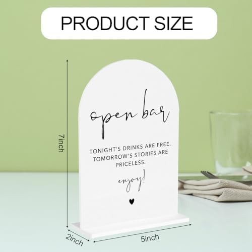 Open Bar Acrylic Sign, Wedding Engagement Bridal Shower Open Bar Decor for Ceremony Modern Calligraphy Arch, alternate view 2