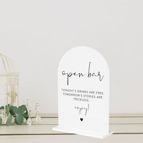 Open Bar Acrylic Sign, Wedding Engagement Bridal Shower Open Bar Decor for Ceremony Modern Calligraphy Arch, alternate view 5