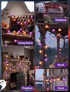 Orange and Purple Halloween Lights Outdoor, 25Ft 27 G40 Shatterproof Bulbs, alternate view 6