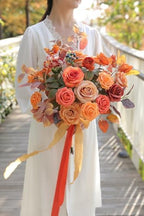 Orange Artificial Flowers Combo Box Set Fall Silk Flowers Fake Rose for DIY Floral Arrangements Wedding Bouquets, alternate