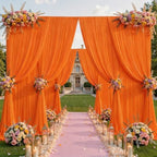 Orange Backdrop Curtains 32 x 10 ft for Photo Background Wrinkle Free Drape in W4' x H10'(8 panels) in Orange