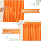 Orange Backdrop Curtains 32 x 10 ft for Photo Background Wrinkle Free Drape in W4' x H10'(8 panels) in Orange, alternate view