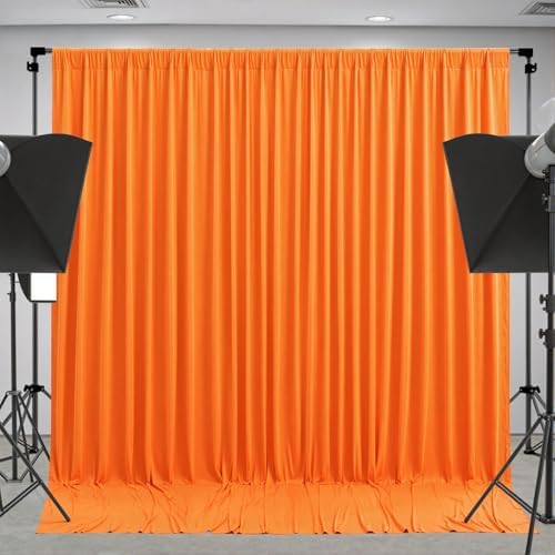 Orange Backdrop Curtains 32 x 10 ft for Photo Background Wrinkle Free Drape in W4' x H10'(8 panels) in Orange, alternate view