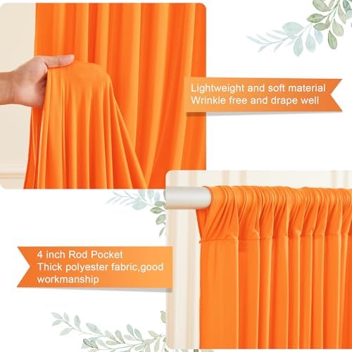 Orange Backdrop Curtains 40 x 10 ft for Photo Background Wrinkle Free Drape in W4' x H10'(10 panels) in Orange, alternate