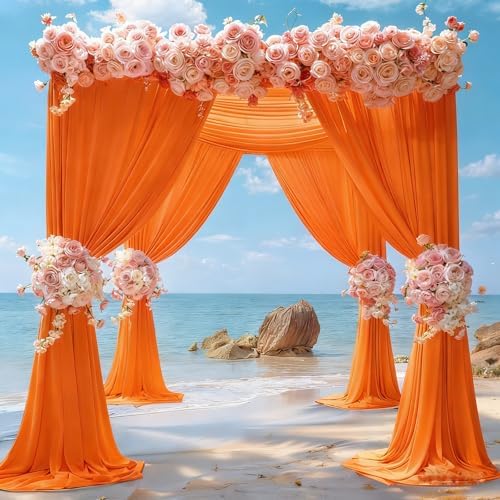 Orange Backdrop Curtains 40 x 10 ft for Photo Background Wrinkle Free Drape in W4' x H10'(10 panels) in Orange, alternate