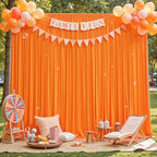 Orange Backdrop Curtains 8 x 10 ft for Photo Background Wrinkle Free Drapes in W4' x H10'(2 panels) in Orange