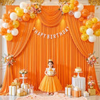 Orange Backdrop Curtains 8 x 10 ft for Photo Background Wrinkle Free Drapes in W4' x H10'(2 panels) in Orange, alternate view