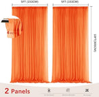 Orange Backdrop Curtains for Parties, Chiffon Photo Backdrop Drapes 2 Panels 5x10FT Sheer Outdoor Curtain for, alternate view