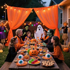 Orange Backdrop Curtains for Parties, Chiffon Photo Backdrop Drapes 2 Panels 5x10FT Sheer Outdoor Curtain for, alternate view