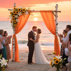 Orange Backdrop Curtains for Parties, Chiffon Photo Backdrop Drapes 2 Panels 5x10FT Sheer Outdoor Curtain for, alternate view