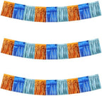 Orange Blue Fringe Garland Banner 30ft Wall Tinsel Foil Streamers in Orange Blue