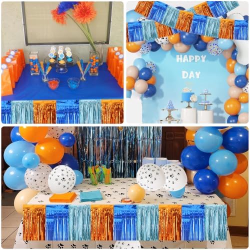 Orange Blue Fringe Garland Banner 30ft Wall Tinsel Foil Streamers in Orange Blue, alternate view 4