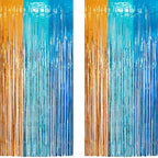 Orange Blue Party Streamers Backdrop 2 Packs