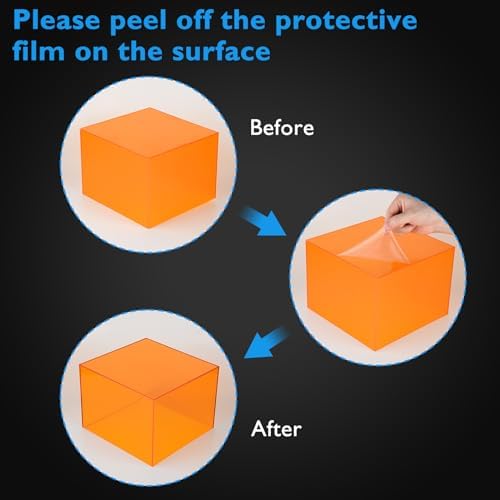 Orange Buffet Risers 3Pcs Acrylic Boxes Display Risers for Buffet Table Parties Weddings Catering Dessert, alternate view 4