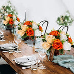 Orange Fake Flowers for Centrepiece, Kissing Silk Roses Ball, 10Pcs in White/Gold/Grey, alternate view 2