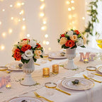 Orange Fake Flowers for Centrepiece, Kissing Silk Roses Ball, 10Pcs in White/Gold/Grey, alternate view 5