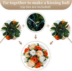 Orange Fake Flowers for Centrepiece, Kissing Silk Roses Ball, 6Pcs in White/Gold/Grey, alternate view 4