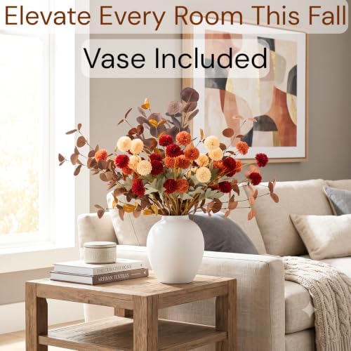 Orange Fall Flower Arrangement with Vase, Fall Centerpieces For Tables, alternate view 2