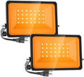 Orange Halloween Flood Lights, 30W Dusk to Dawn Floodlight 2 Pack LED Spot Lights Outdoor Decoration, Auto