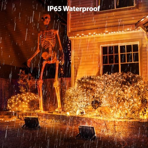 Orange Halloween Flood Lights, 30W Dusk to Dawn Floodlight 2 Pack LED Spot Lights Outdoor Decoration, Auto, alternate view 5