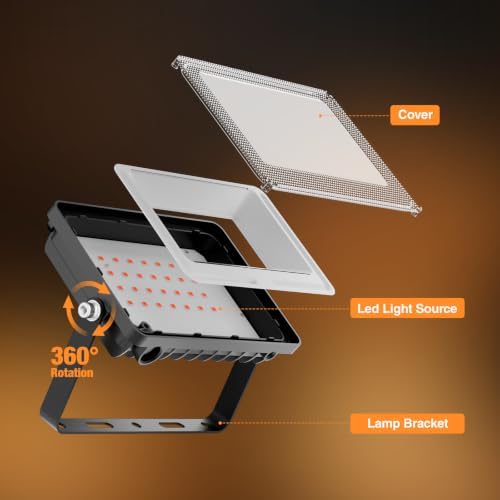 Orange Halloween Flood Lights, 30W Dusk to Dawn Floodlight 2 Pack LED Spot Lights Outdoor Decoration, Auto, alternate view 6