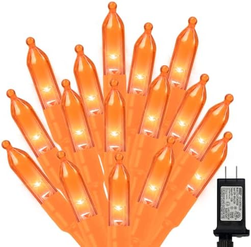 Orange Halloween String Lights Outdoor, Thanksgiving Mini Lights, 32.5FT 100 LED Waterproof Christmas Lights