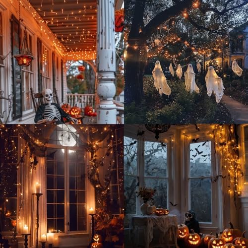 Orange Halloween String Lights Outdoor, Thanksgiving Mini Lights, 32.5FT 100 LED Waterproof Christmas Lights, alternate view