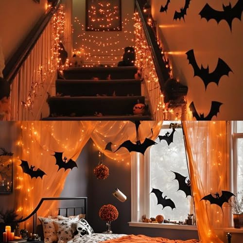 Orange Halloween String Lights Outdoor, Thanksgiving Mini Lights, 32.5FT 100 LED Waterproof Christmas Lights, alternate view