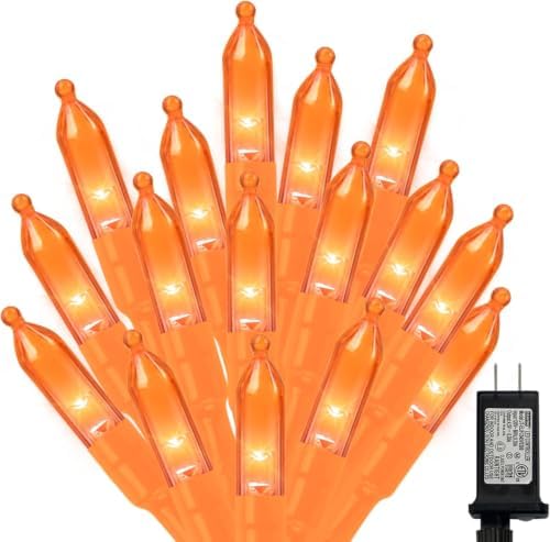 Orange Halloween String Lights Outdoor, Thanksgiving Mini Lights, 66FT 200 LED Waterproof Christmas Lights with