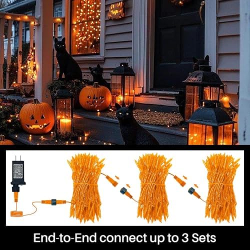 Orange Halloween String Lights Outdoor, Thanksgiving Mini Lights, 66FT 200 LED Waterproof Christmas Lights with, alternate