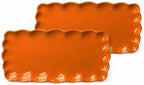 Orange Melamine Serving Trays Set of 2, 15.5 x 8 in Scalloped Platters in Harvest Orange